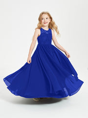 Long Junior Bridesmaid Dresses Lace Top Royal Blue