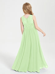Long Junior Bridesmaid Dresses Lace Top Sage