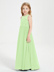 Long Junior Bridesmaid Dresses Lace Top Sage
