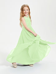 Long Junior Bridesmaid Dresses Lace Top Sage