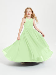 Long Junior Bridesmaid Dresses Lace Top Sage