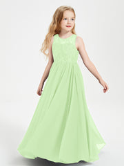 Long Junior Bridesmaid Dresses Lace Top Sage