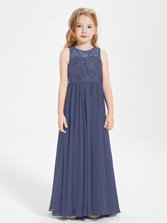 Long Junior Bridesmaid Dresses Lace Top Stormy