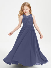 Long Junior Bridesmaid Dresses Lace Top Stormy