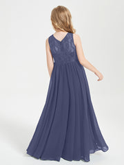 Long Junior Bridesmaid Dresses Lace Top Stormy