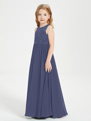 Long Junior Bridesmaid Dresses Lace Top Stormy
