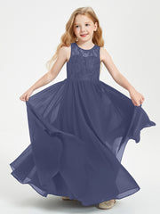Long Junior Bridesmaid Dresses Lace Top Stormy