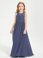Long Junior Bridesmaid Dresses Lace Top Stormy