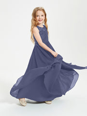 Long Junior Bridesmaid Dresses Lace Top Stormy