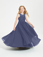 Long Junior Bridesmaid Dresses Lace Top Stormy