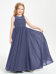 Long Junior Bridesmaid Dresses Lace Top Stormy