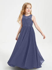 Long Junior Bridesmaid Dresses Lace Top Stormy