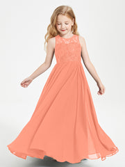 Long Junior Bridesmaid Dresses Lace Top Sunset