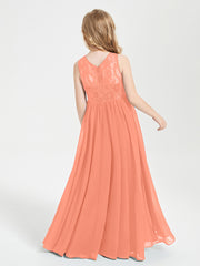 Long Junior Bridesmaid Dresses Lace Top Sunset