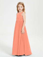Long Junior Bridesmaid Dresses Lace Top Sunset