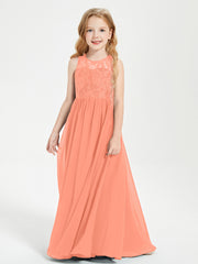 Long Junior Bridesmaid Dresses Lace Top Sunset