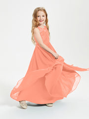 Long Junior Bridesmaid Dresses Lace Top Sunset