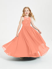 Long Junior Bridesmaid Dresses Lace Top Sunset
