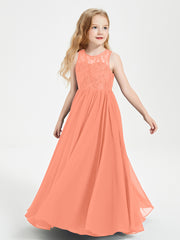 Long Junior Bridesmaid Dresses Lace Top Sunset