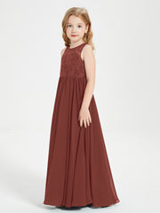 Long Junior Bridesmaid Dresses Lace Top Terracotta