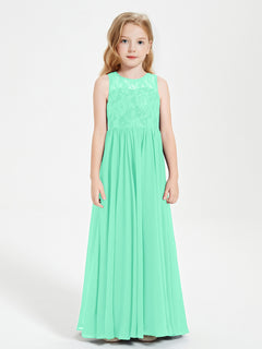 Long Junior Bridesmaid Dresses Lace Top Turquoise