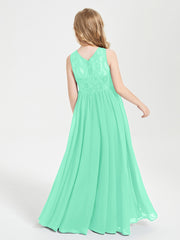 Long Junior Bridesmaid Dresses Lace Top Turquoise