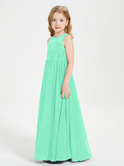 Long Junior Bridesmaid Dresses Lace Top Turquoise