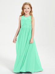 Long Junior Bridesmaid Dresses Lace Top Turquoise