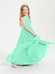 Long Junior Bridesmaid Dresses Lace Top Turquoise