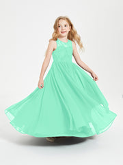 Long Junior Bridesmaid Dresses Lace Top Turquoise