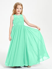 Long Junior Bridesmaid Dresses Lace Top Turquoise