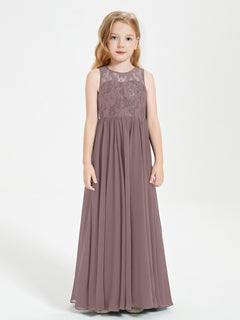 Long Junior Bridesmaid Dresses Lace Top Vintage Mauve