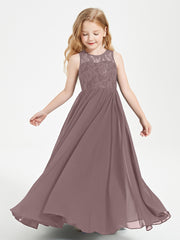 Long Junior Bridesmaid Dresses Lace Top Vintage Mauve