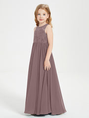 Long Junior Bridesmaid Dresses Lace Top Vintage Mauve