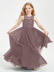 Long Junior Bridesmaid Dresses Lace Top Vintage Mauve