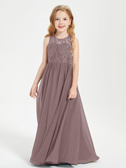 Long Junior Bridesmaid Dresses Lace Top Vintage Mauve