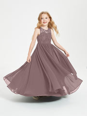 Long Junior Bridesmaid Dresses Lace Top Vintage Mauve