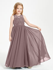Long Junior Bridesmaid Dresses Lace Top Vintage Mauve