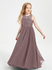 Long Junior Bridesmaid Dresses Lace Top Vintage Mauve