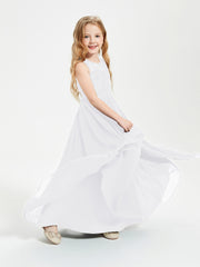 Long Junior Bridesmaid Dresses Lace Top White