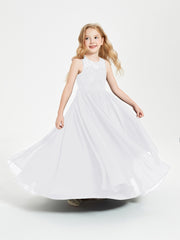 Long Junior Bridesmaid Dresses Lace Top White