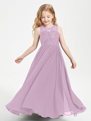 Long Junior Bridesmaid Dresses Lace Top Wisteria