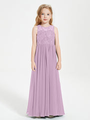 Long Junior Bridesmaid Dresses Lace Top Wisteria