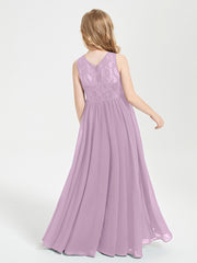 Long Junior Bridesmaid Dresses Lace Top Wisteria