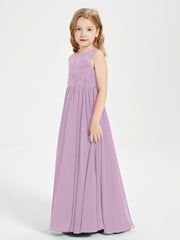 Long Junior Bridesmaid Dresses Lace Top Wisteria
