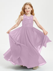 Long Junior Bridesmaid Dresses Lace Top Wisteria