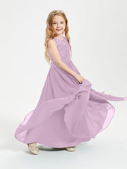 Long Junior Bridesmaid Dresses Lace Top Wisteria