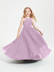 Long Junior Bridesmaid Dresses Lace Top Wisteria