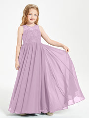 Long Junior Bridesmaid Dresses Lace Top Wisteria