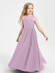 Long Junior Bridesmaid Dresses Lace Top Wisteria